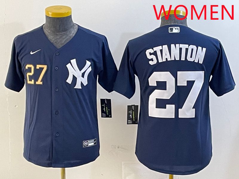 Women New York Yankees 27 Stanton Blue Game 2025 Nike MLB Jersey style 3